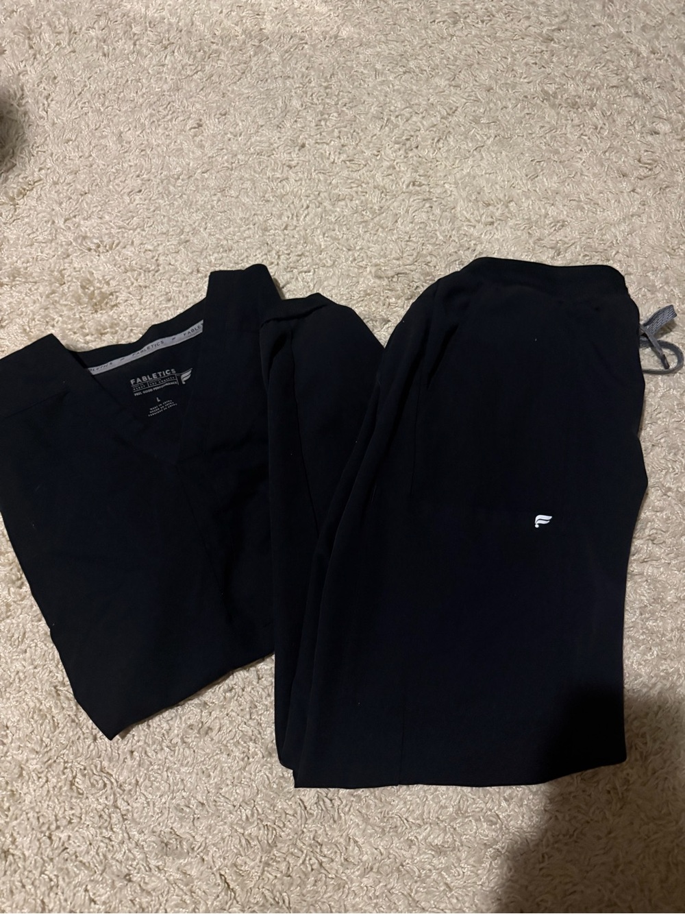 Fabletics Black V-Neck Top and Drawstring Pants Set